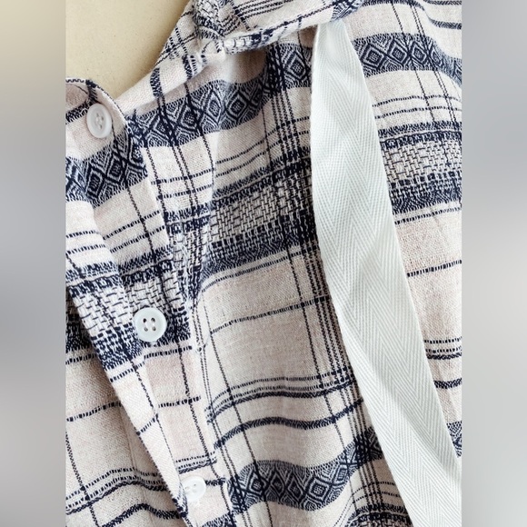 Millibon Stitch & Feather Plaid Pink Distressed Shacket Hoodie Hooded Shirt Boho - Picture 2 of 7